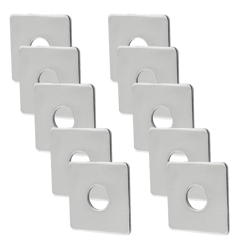 Coufce 10pcs M16 Square Bearing Plate Washer, 304 Stainless Steel Flat Pad Spacer Gasket Hardware Fastener, Heavy Duty Square Washers Plate, 0.67"(ID) x1.97"x1.97"x0.08" - Image 1